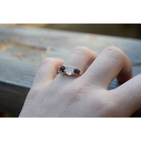 Garnet Ring, rough diamond ring, anniversary ring, raw stone rings, promise ring - Picture 1 of 6